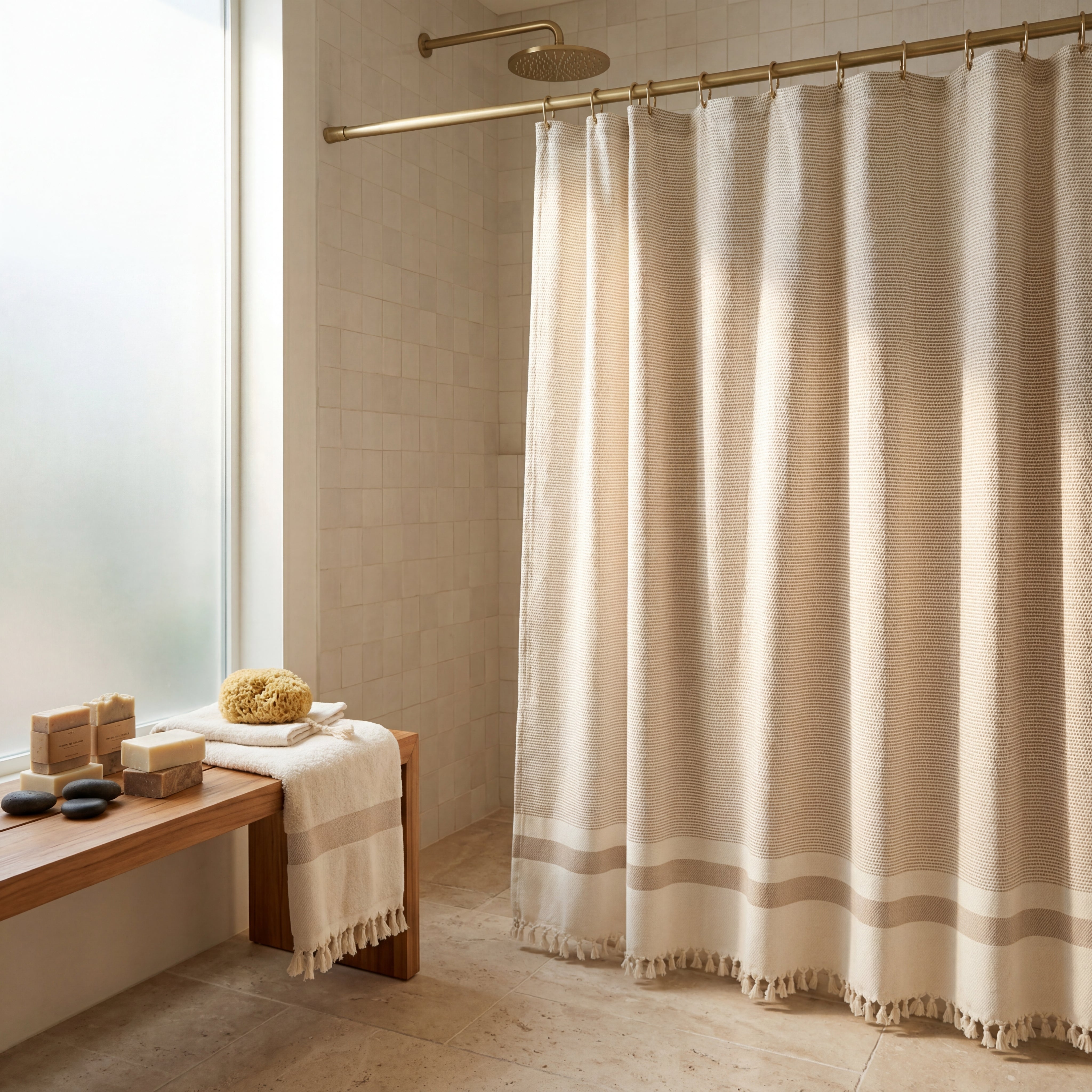 Pixel Turkish Cotton Shower Curtain