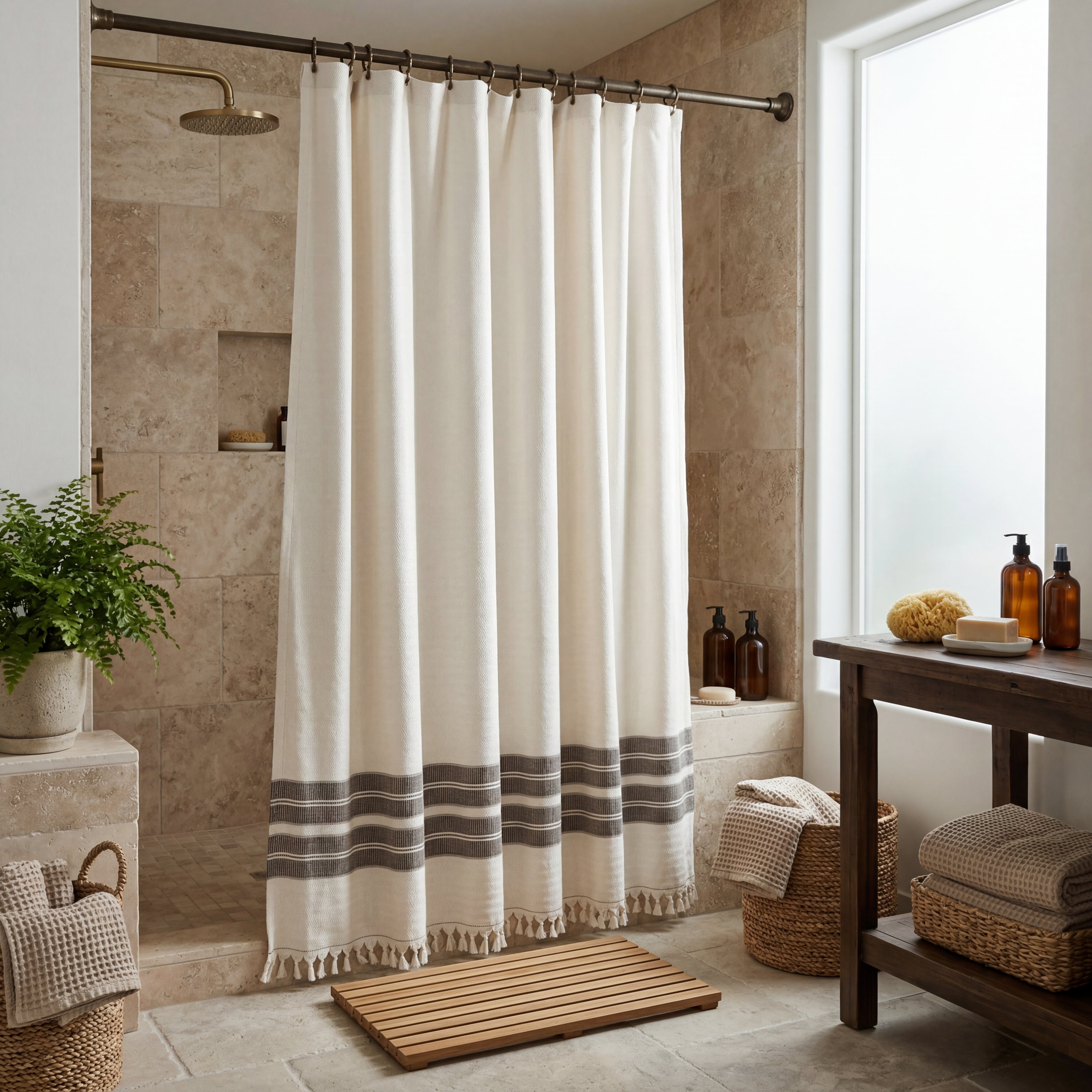 Costa Turkish Cotton Shower Curtain