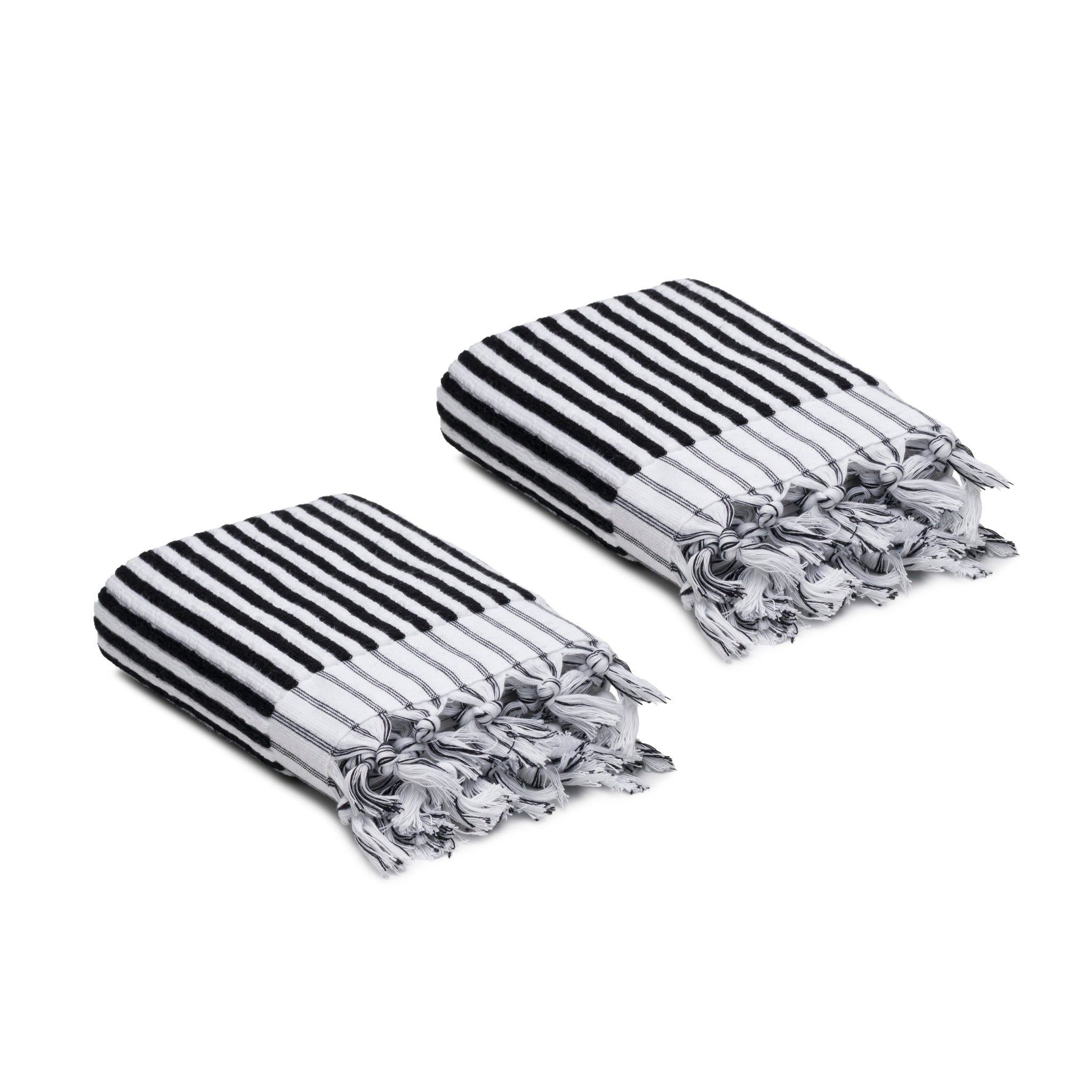 Stripes Turkish Cotton Terry Hand Towel Set of 2