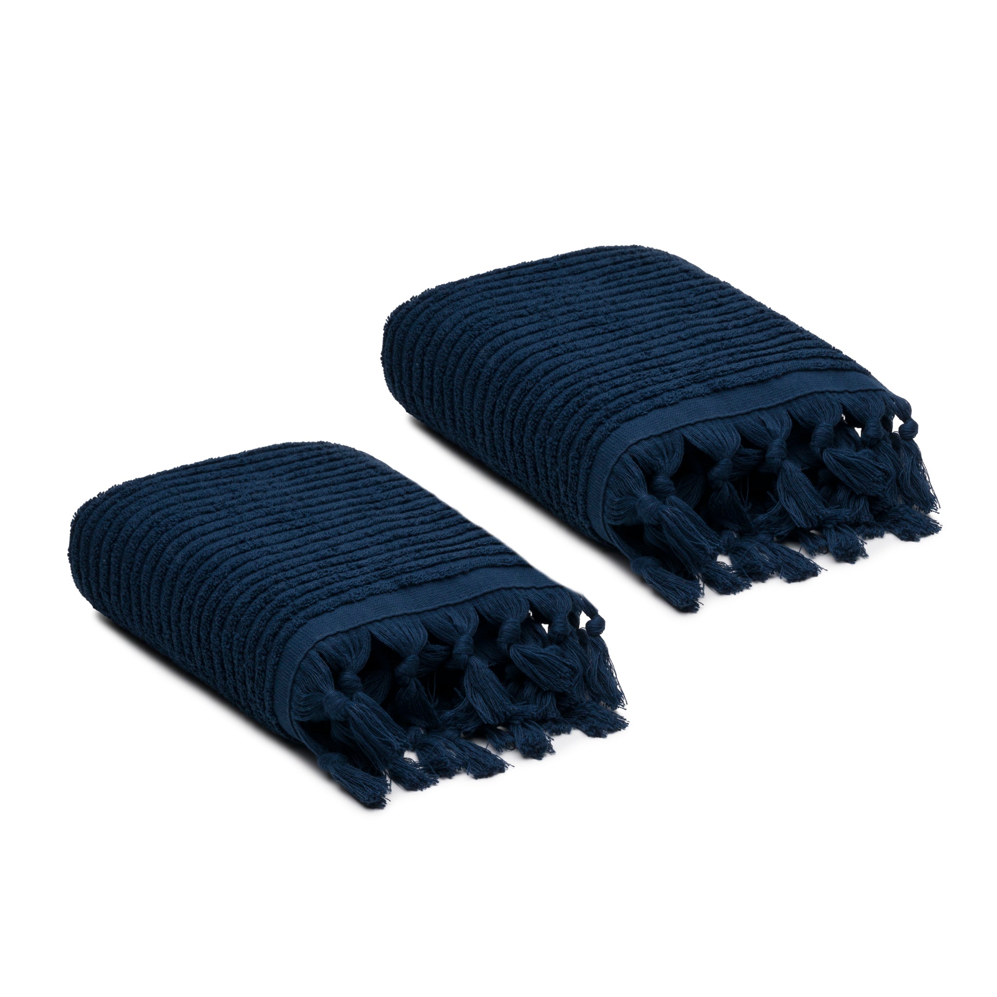 Ribbed Loom Turkish Cotton Terry Hand Towel Set of 2