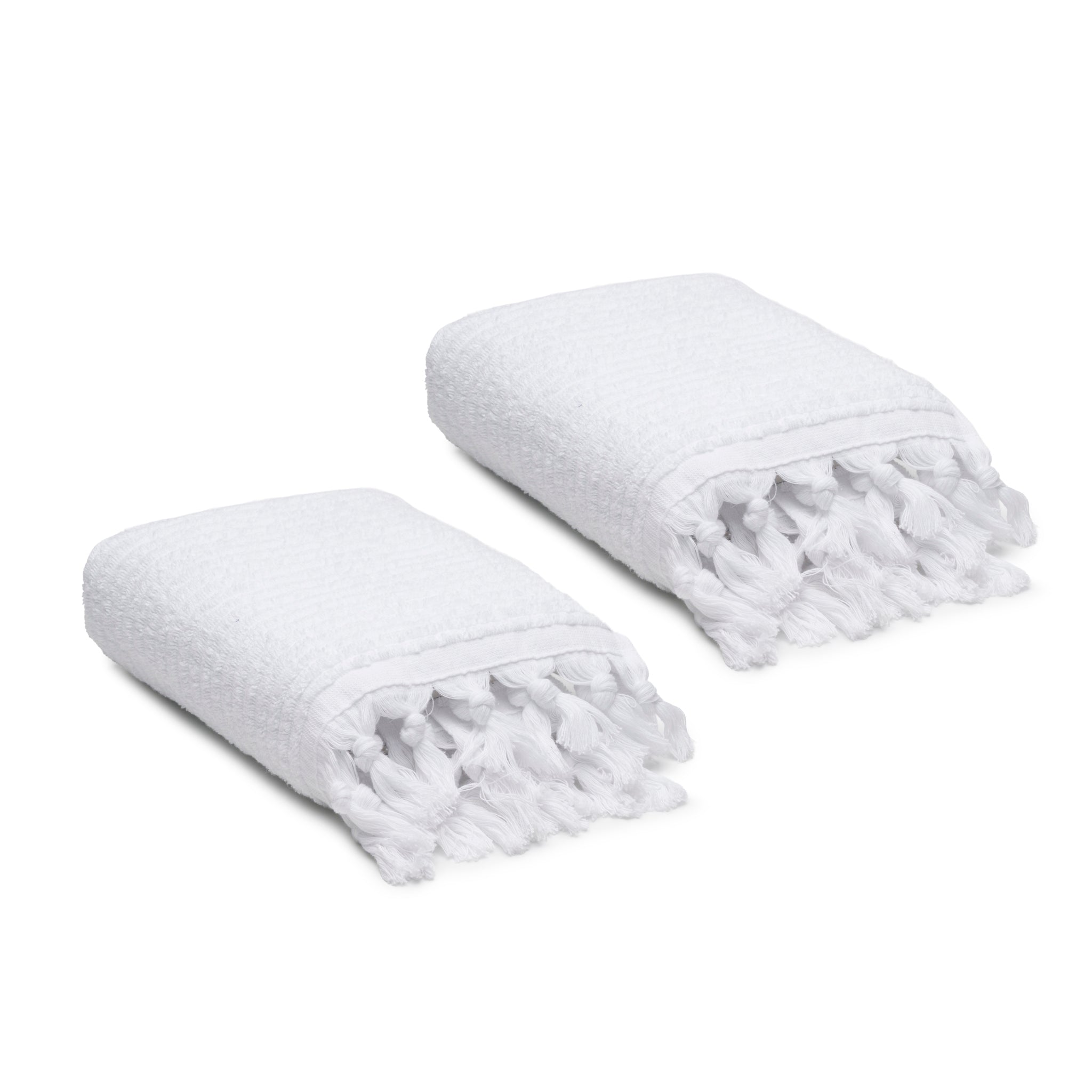 Ribbed Loom Turkish Cotton Terry Hand Towel Set of 2