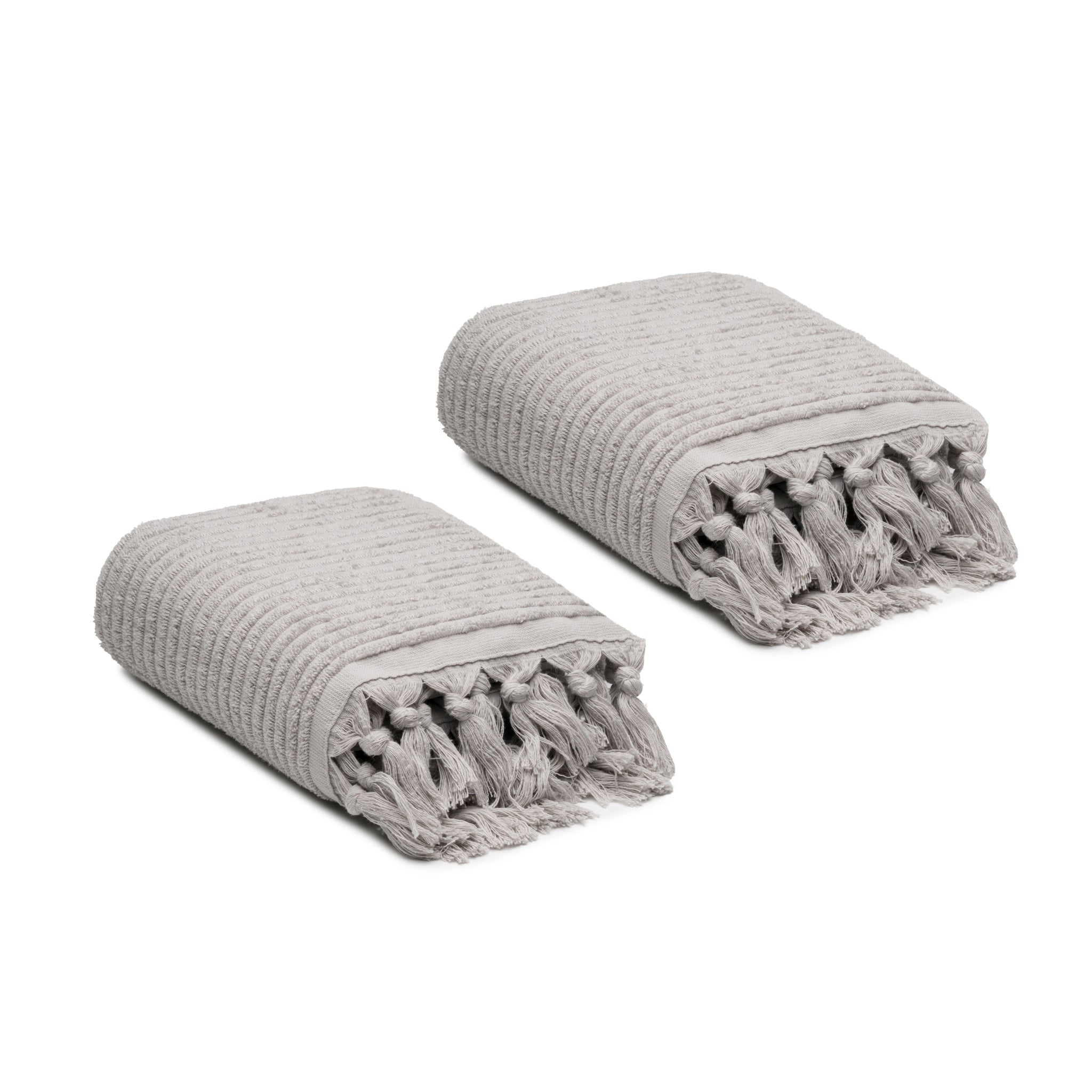 Ribbed Loom Turkish Cotton Terry Hand Towel Set of 2