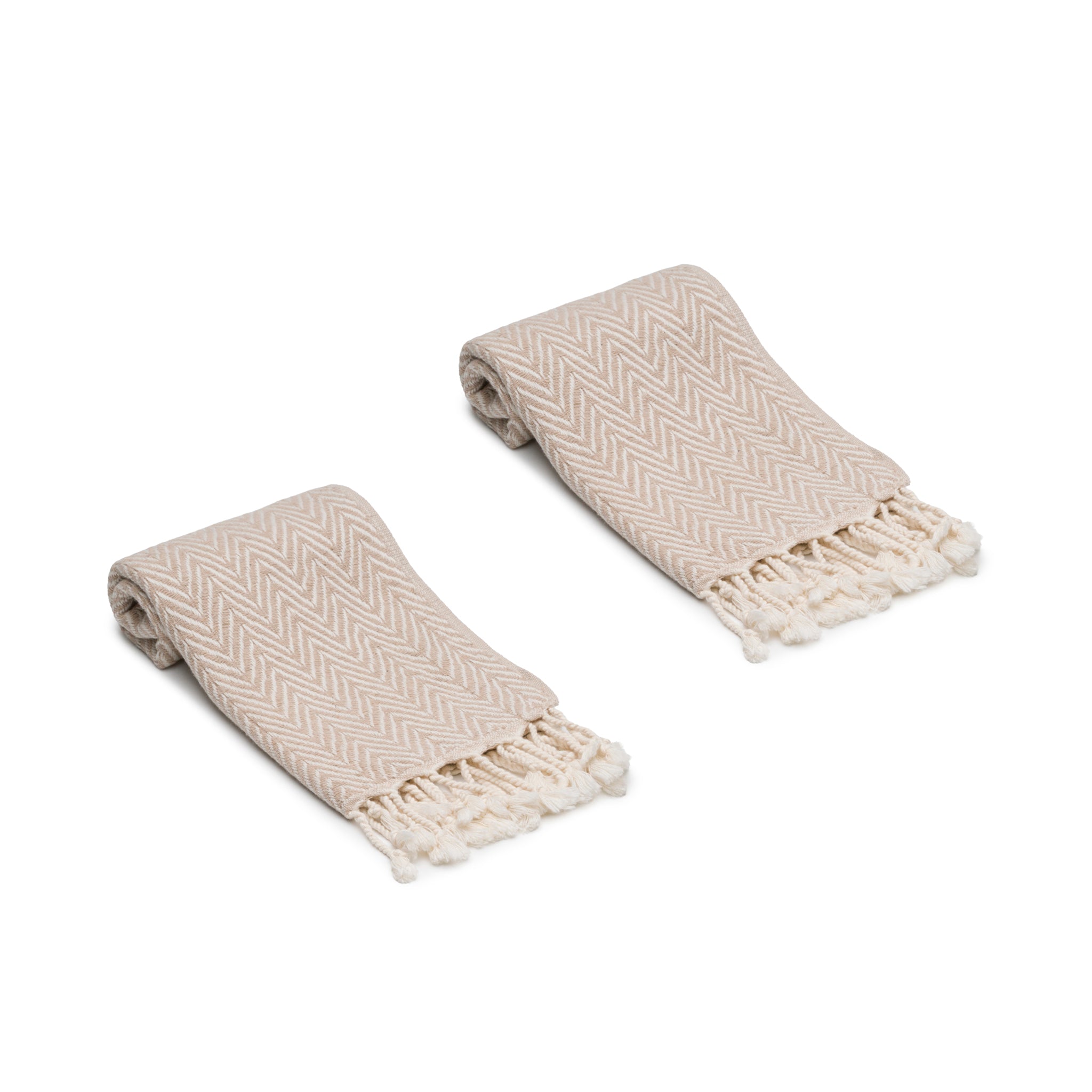 Herringbone Turkish Cotton Hand Towel Set of 2