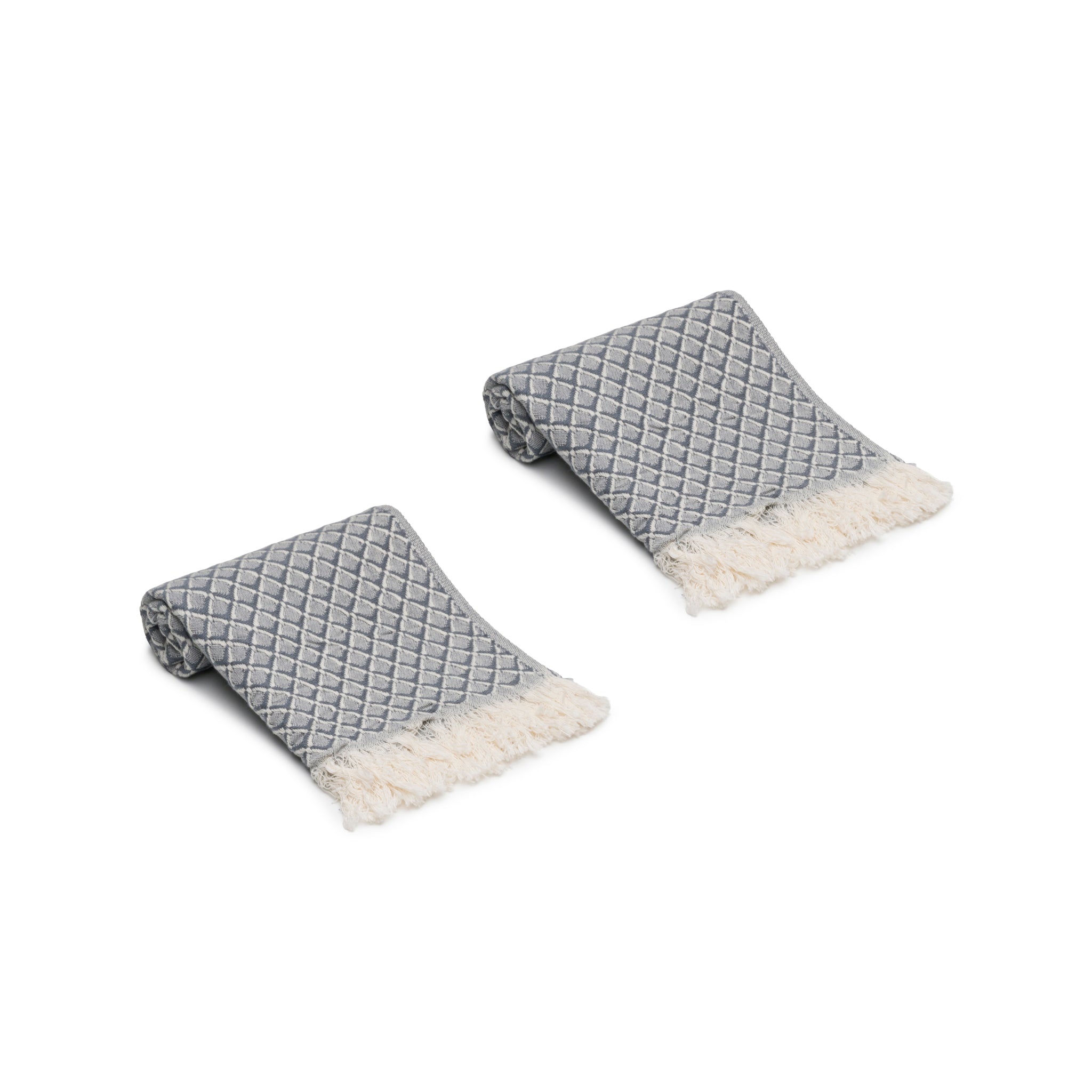 Serenity Grid Turkish Cotton Hand Towel Set of 2