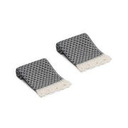 Serenity Grid Turkish Cotton Hand Towel Set of 2