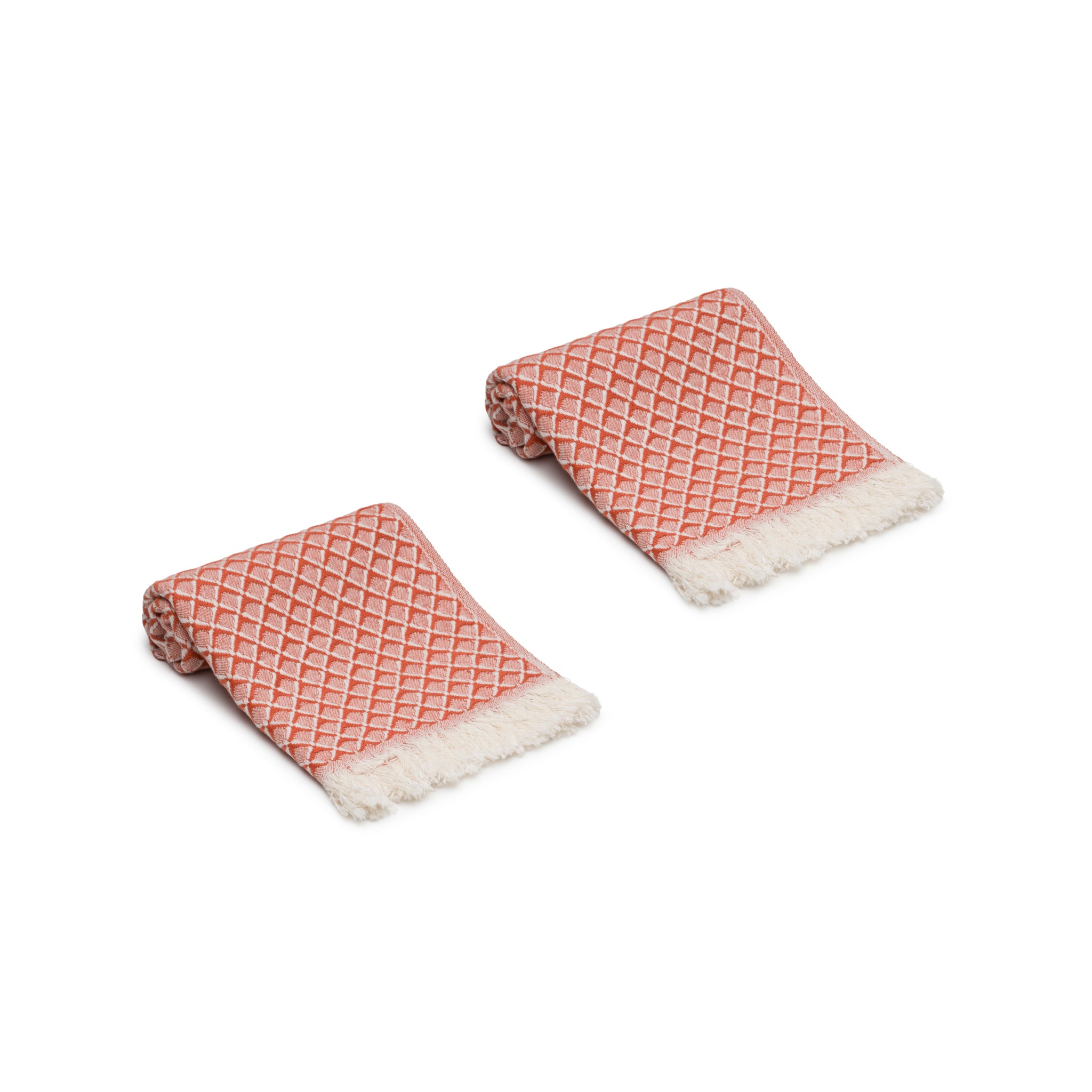 Serenity Grid Turkish Cotton Hand Towel Set of 2