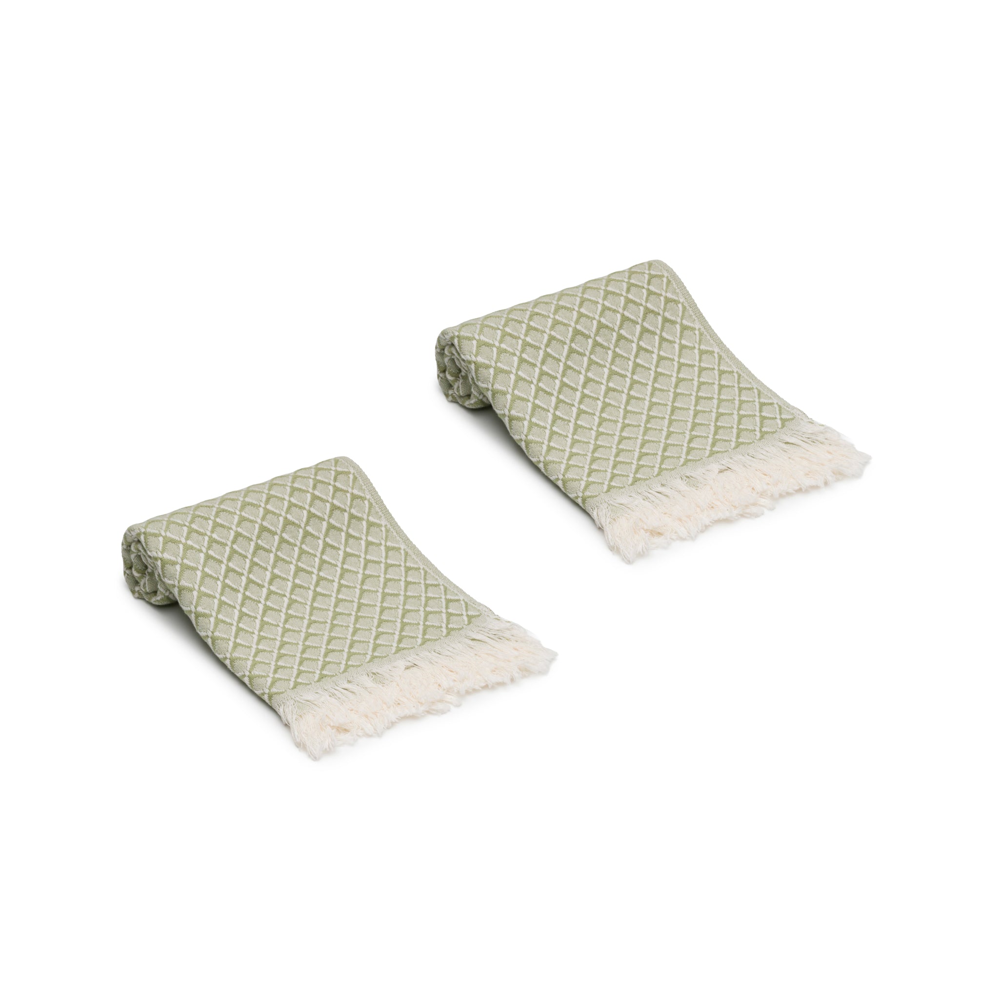 Serenity Grid Turkish Cotton Hand Towel Set of 2