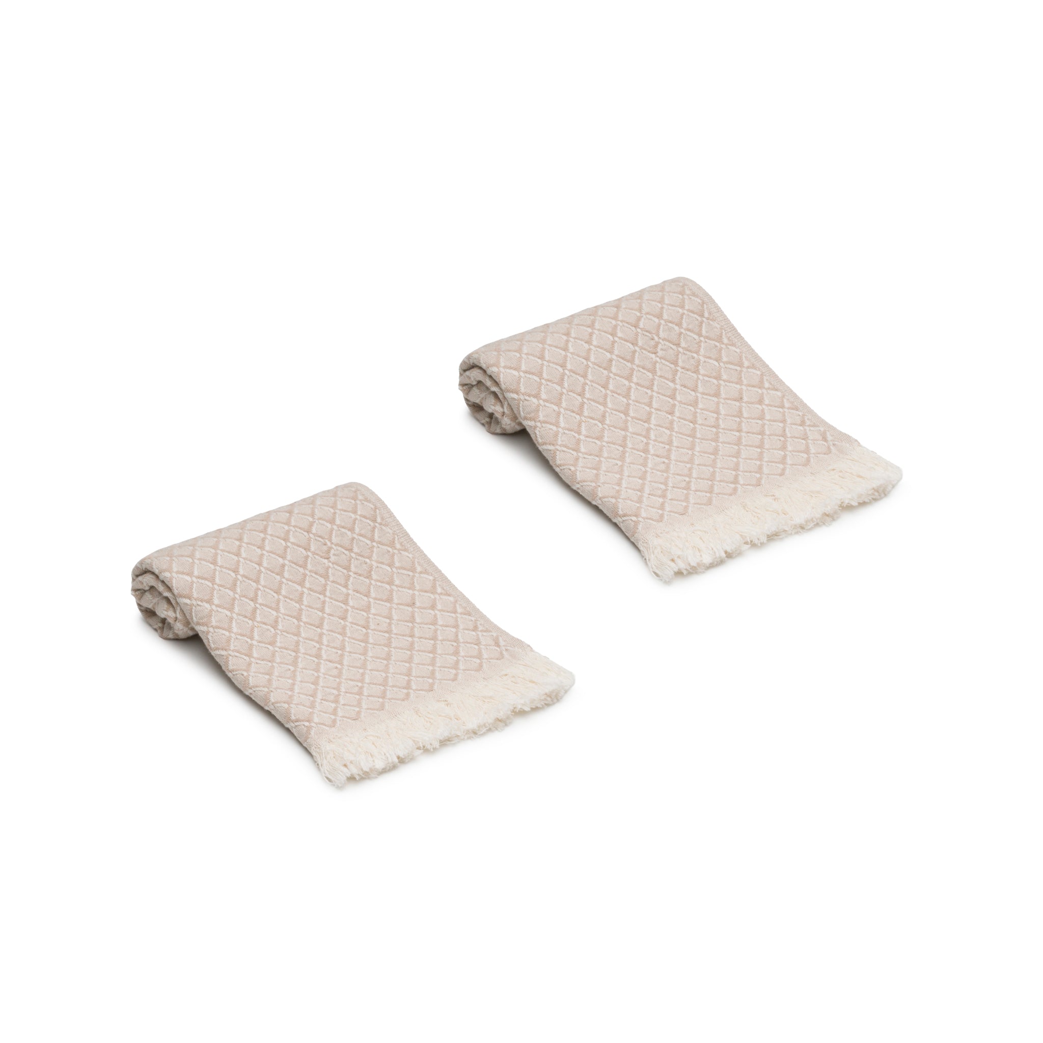 Serenity Grid Turkish Cotton Hand Towel Set of 2