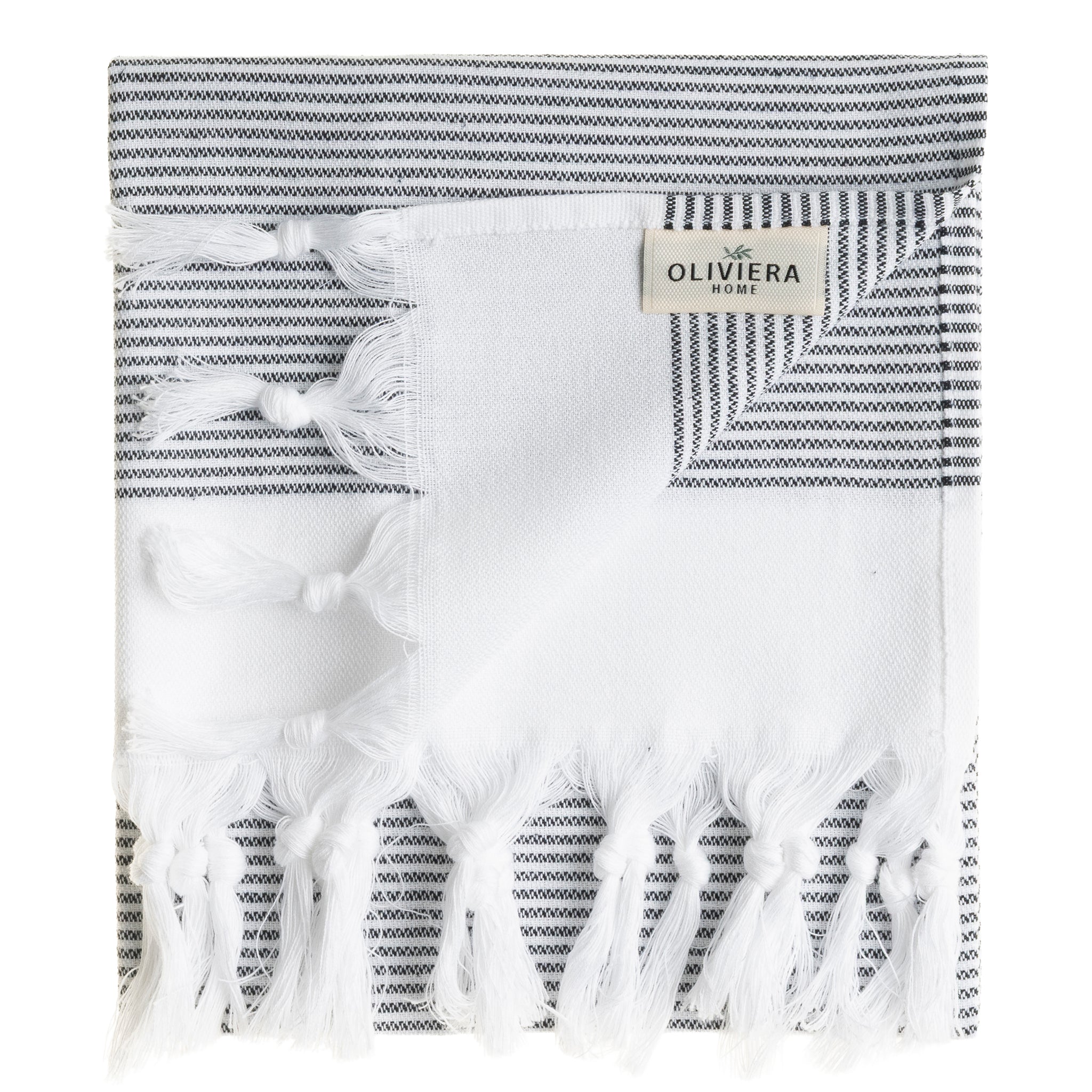 Fine Stripe Turkish Cotton Hand & Kitchen Towel Bundle