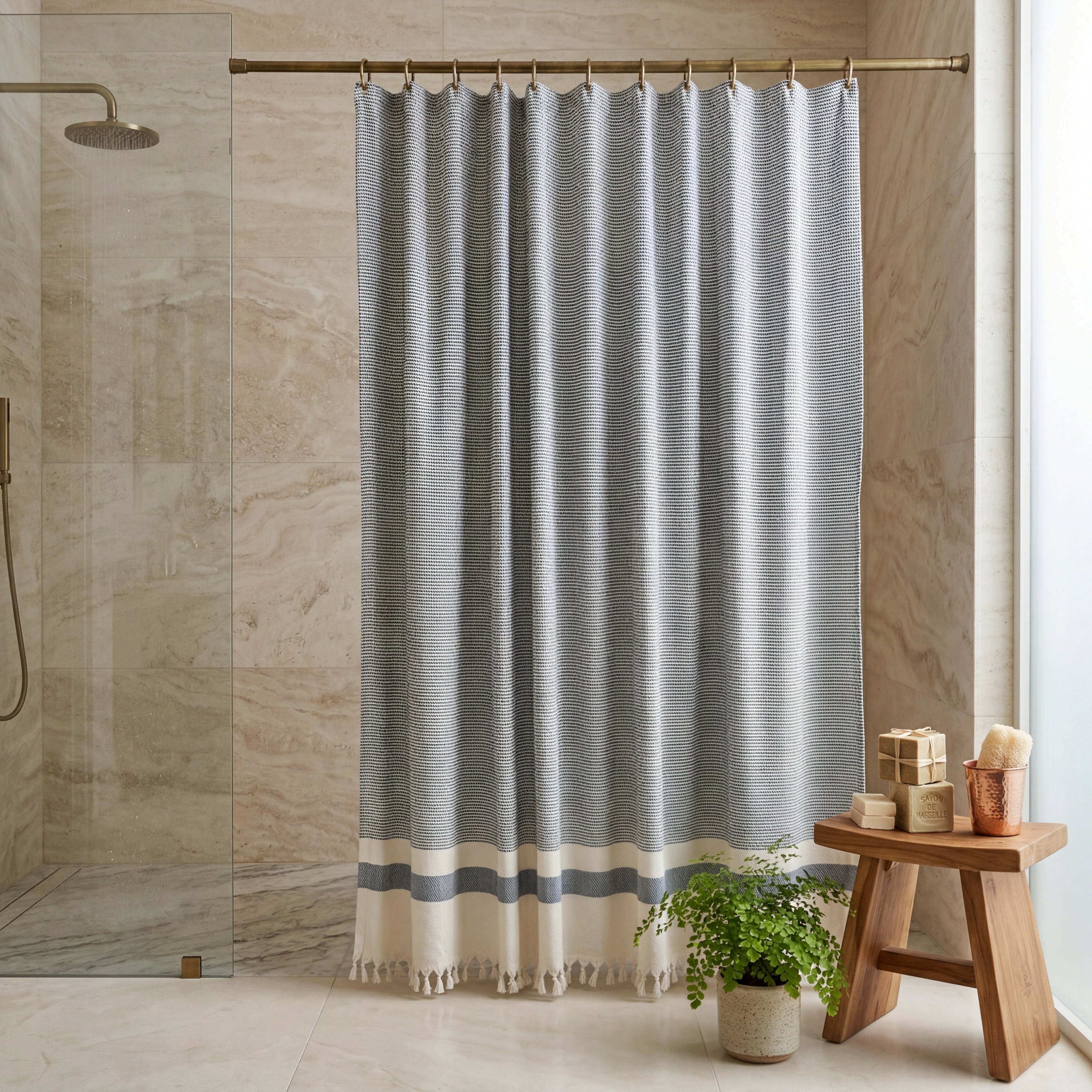Pixel Turkish Cotton Shower Curtain
