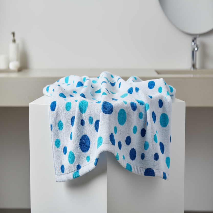 blue dots towel