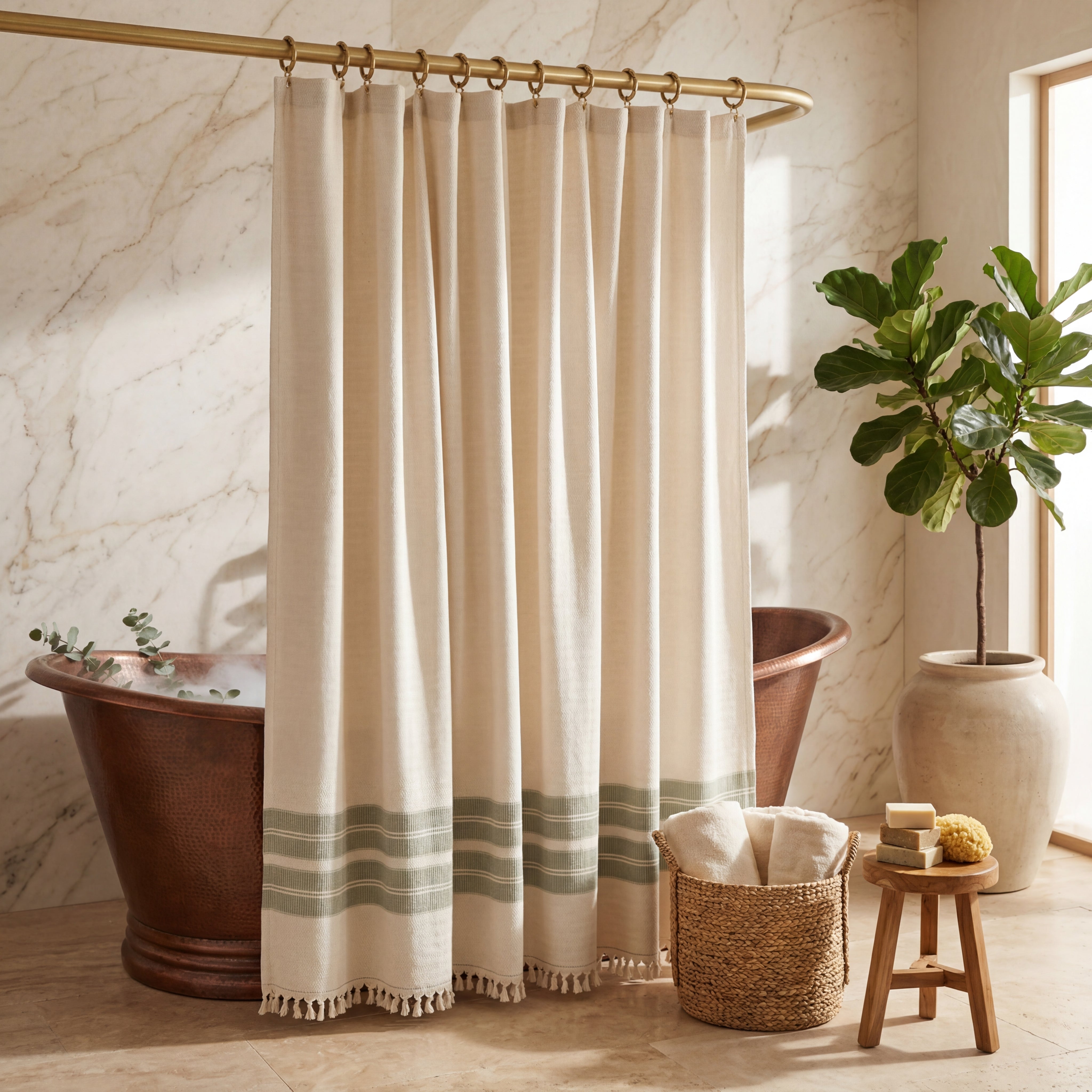 Costa Turkish Cotton Shower Curtain