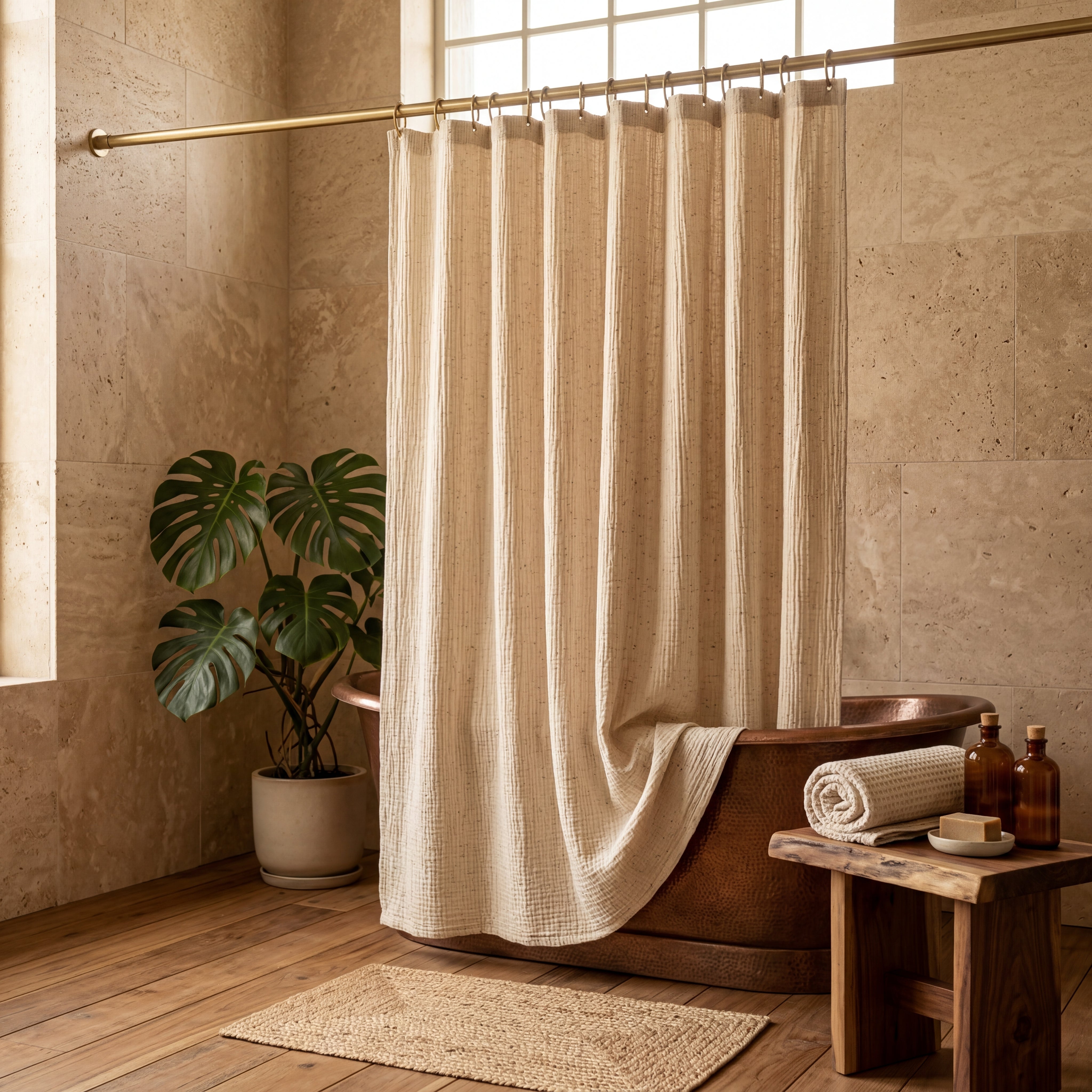 Soho Supersoft 4-Layer Cotton Gauze Shower Curtain